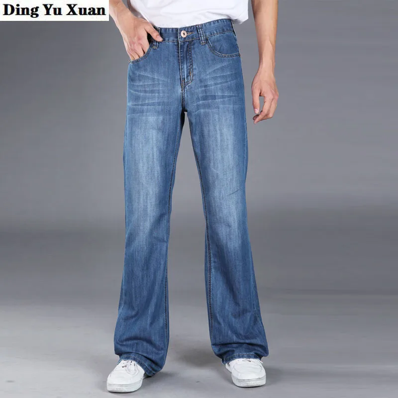 Men's Fashion Flare Jeans Classic Fit Business Casual Jean Homme Cotton Denim Pants Men Bell Bottom Trousers 4 Season