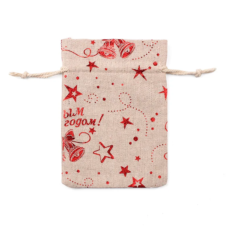 

Random 50Pcs Drawstring Christmas Gift Bags Pouch Resuable Natural Candy Xmas Stocking Bag Santa Sacks 2021 Merry Christmas Gift
