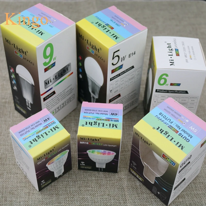 Оригинальная приглушаемая светодиодсветильник лампа Mi.Light AC110V 220V CW/WW RGBW RGBWW RGB CCT E27