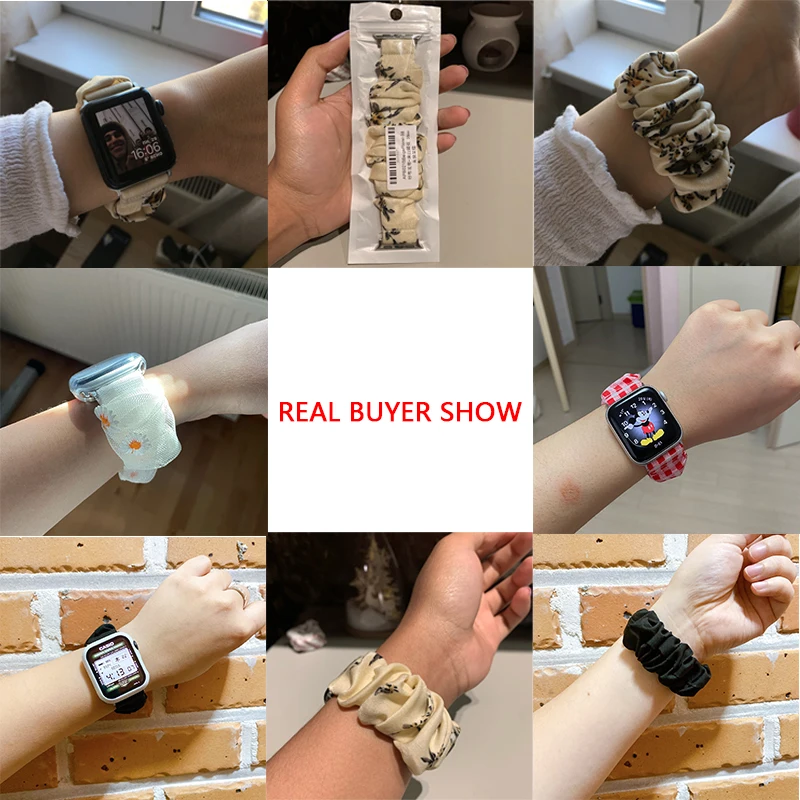 Scrunchie Elastic Watch Straps Watchband for Apple Watch Band Series 7 6 5 4 38mm 40mm 42mm 44mm for iwatch 45/41mm Bracelet