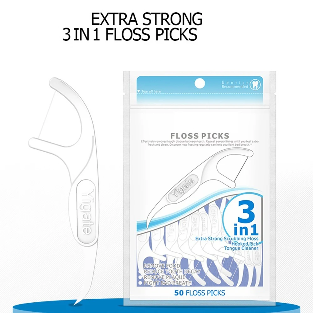 

50pcs Dental Tooth Thread Floss Toothpicks Floss Interdental Brush Teeth Stick for Oral Care Tools