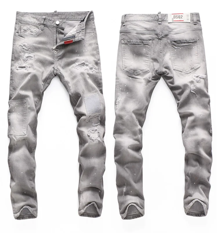 

dsq brand jeans European style dsq jeans pants Men Slim Stretch jeans denim trousers button Pencil Pants jeans for men 8122