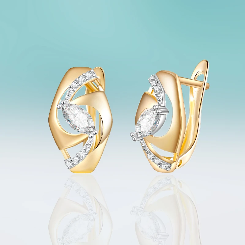 Модные Позолоченные полые серьги с микро инкрустацией женское ювелирное изделие