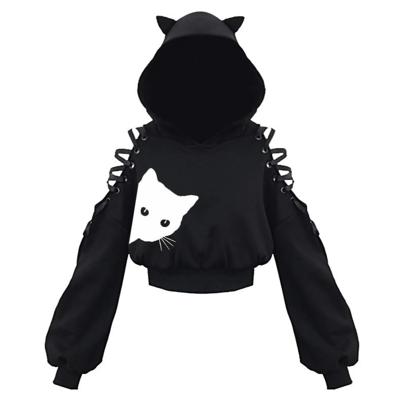 Women's Cat Ear Hoodie Pullover Long Sleeve Hooded Sweatshirt Autumn And Winter Cute Gothic For Women Sweetshirts Moletom#25