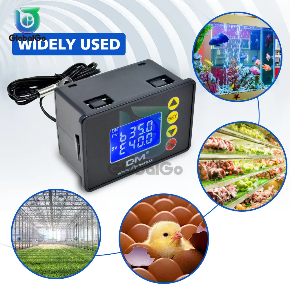 AC110-220V 10A 2200W 1 37 ″ ЖК-дисплей термостат DC12V 240W 20A DC24V 480W Температура контроллер NTC