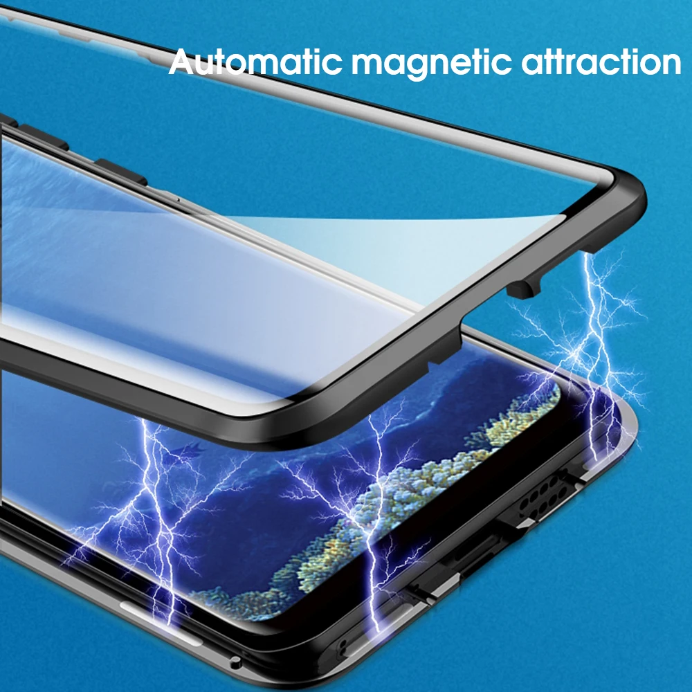 OTAO Metal Magnetic Case For Samsung Galaxy S9 S8 S10 Plus Double Sided Glass Cases Note 8 9 360 Full Body Cover | Мобильные