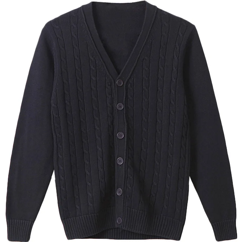 Весенне-осенний мужской однотонный кардиган с v-образным вырезом корейский стиль