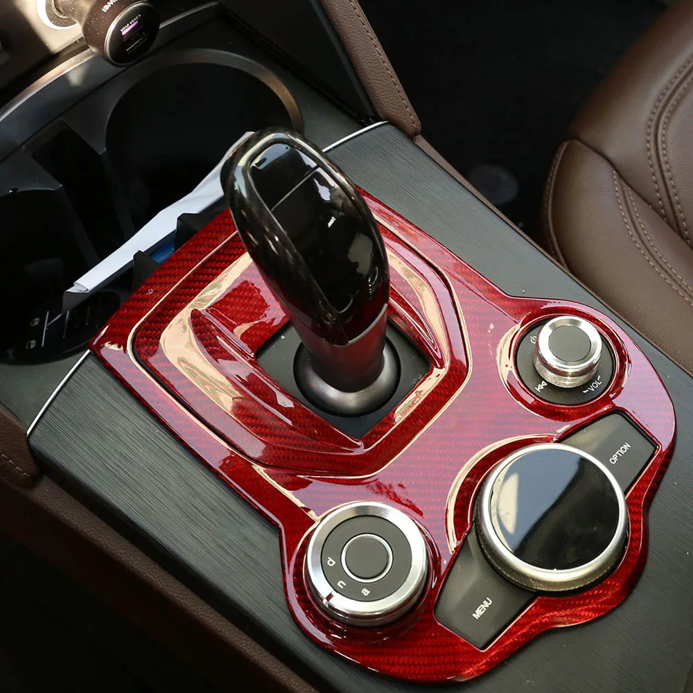 

For Alfa Romeo Giulia Stelvio 2017-2019 Auto Tuning Accessories Car Gear Lever Panel Modified Carbon Fiber Frame Cover Sticker