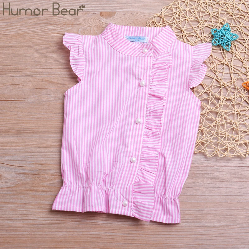 Humor Bear/Одежда для девочек Брендовая модная футболка в полоску с рукавами