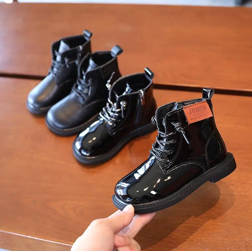 

2021 New Children Boots Girls British Style Martin Boots Kids One-step Low-cut Short Boots Warm Non-slip Back To School Shoes