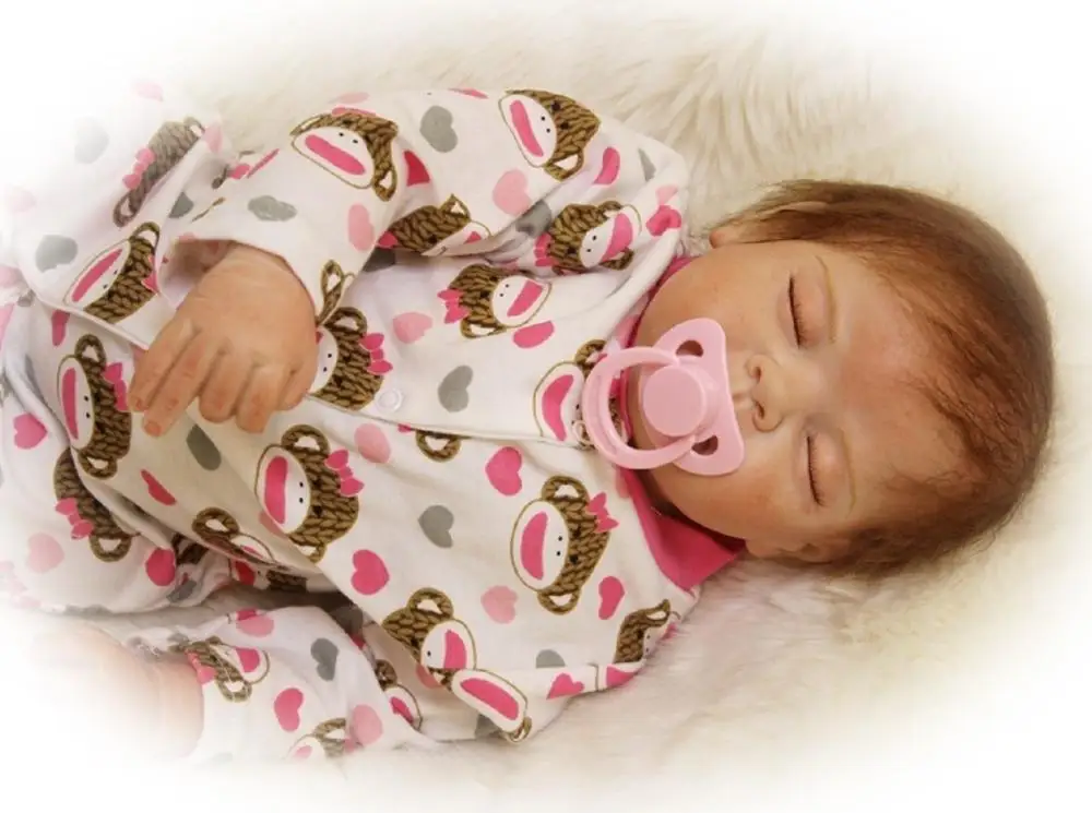 22 дюймов реалистичные дети reborn baby doll девушки Спящая для новорожденных