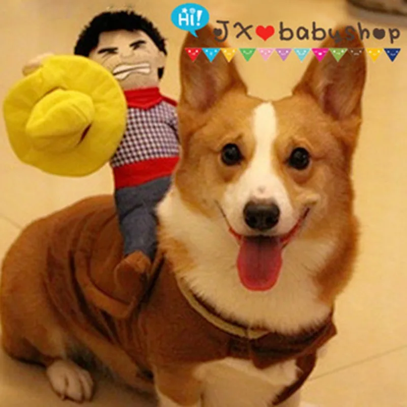 Pet Забавный для верховой езды одежда Ковбой наездник собак оптом открытый костюм