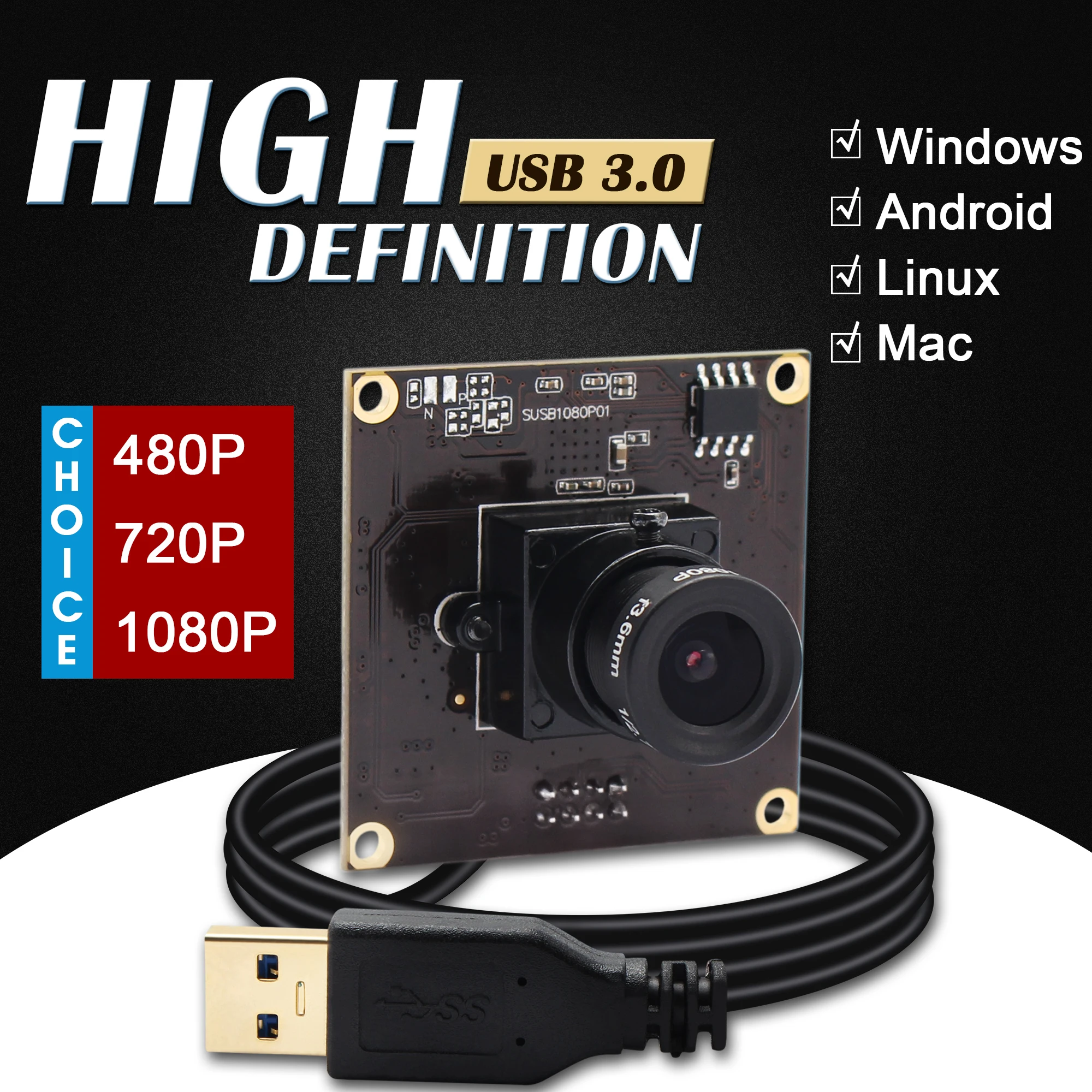 Веб камера ELP Sony IMX291 USB 3 0 MJPEG YUY2 50fps 2 мегапикселя высокоскоростная UVC OTG 1080P Модуль