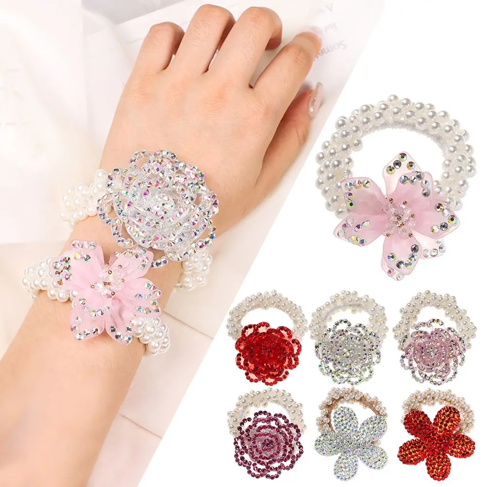 

Подарок Стразы модная эластичная ретро элегантная Цветочная резинка для волос с жемчугом