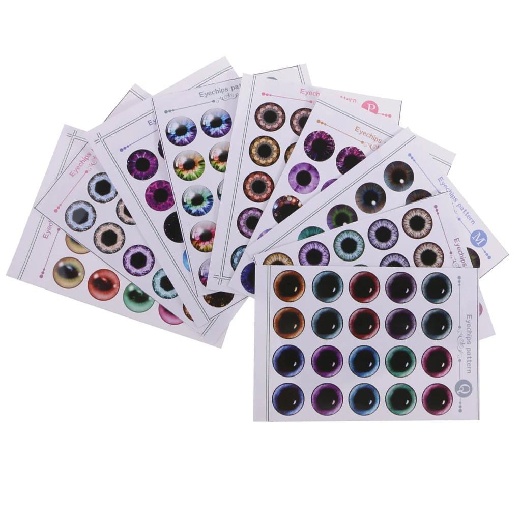 9 листов в общем 10 пар кукольных глаз чипы узор на лист без УФ клея для куклы блайз