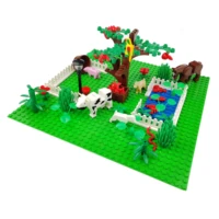 enlighten building block city lift house paddock with fishing animal villa garden for moc building brick diy pasture