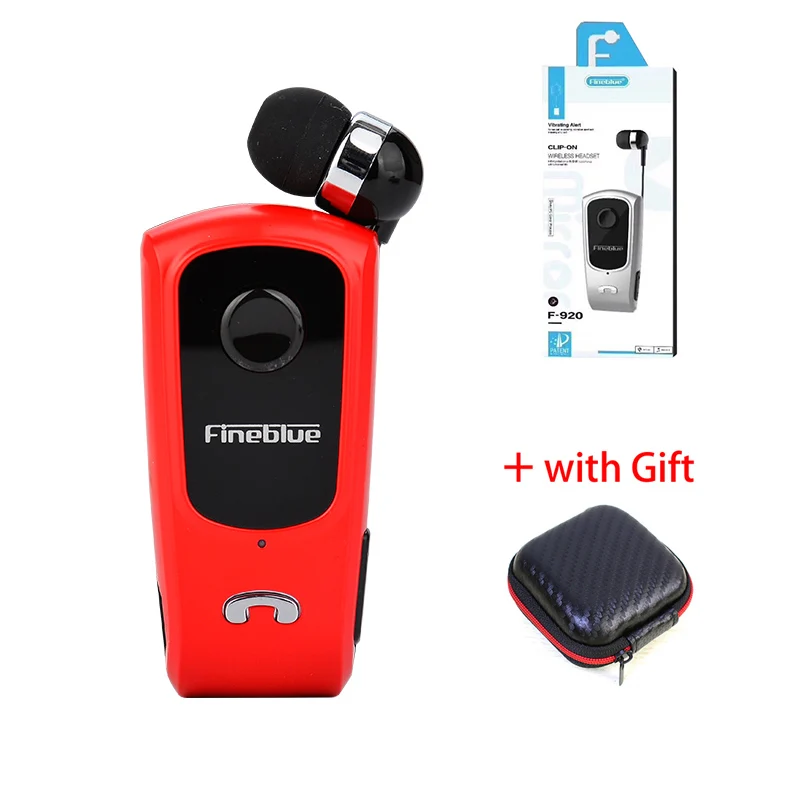 FINEBLUE F920 беспроводные наушники Bluetooth Handsfree наушники гарнитура звонки напоминают вибратор носить пульт на прищепке для телефона с микрофоном - Цвет: Красный