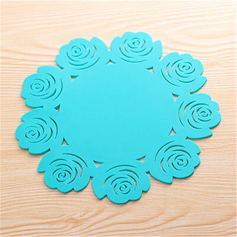 Модный силиконовый коврик для стола с цветочным рисунком розы Кухонное