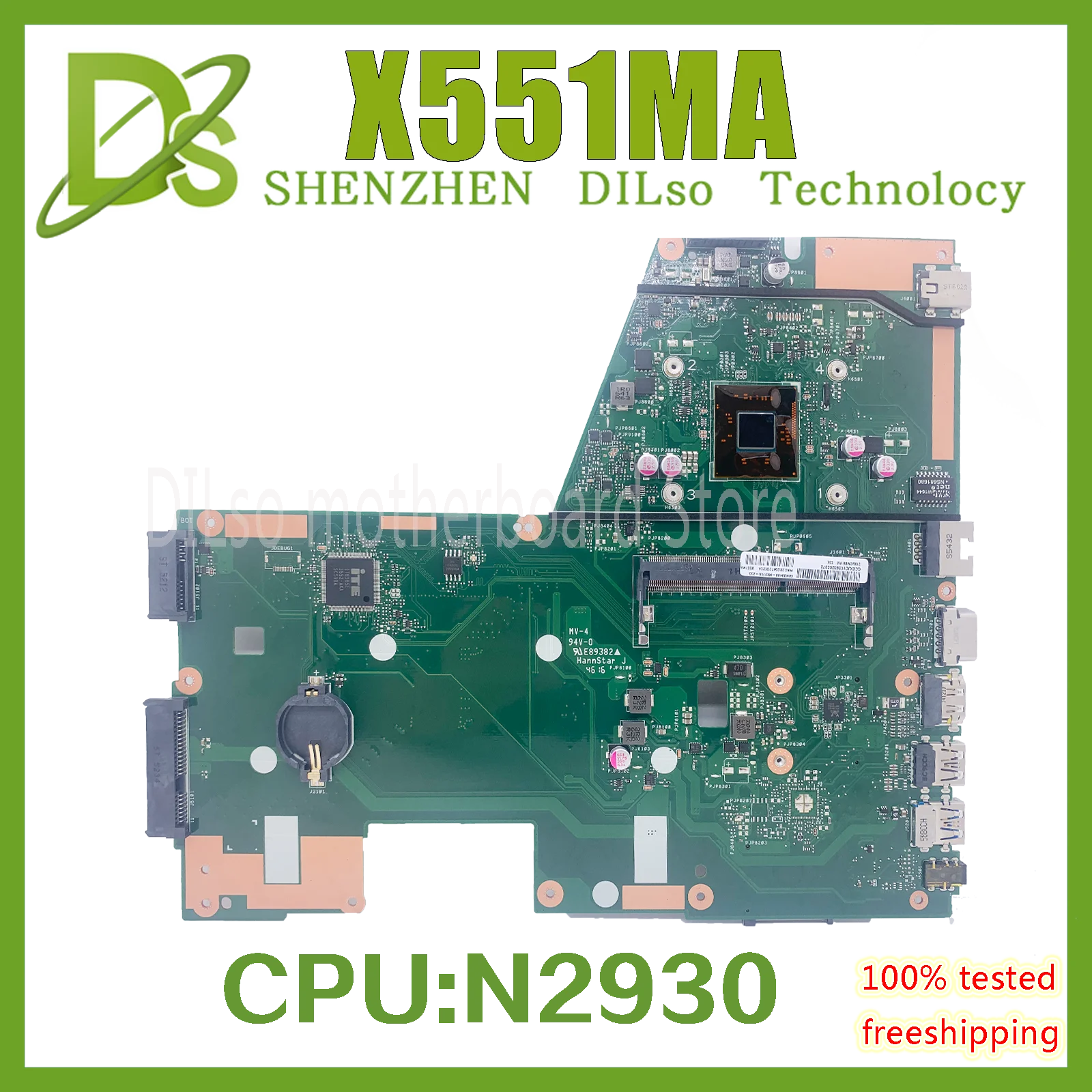 KEFU X551MA Notebook Mainboard For ASUS X551MA F551MA D550M Motherboard With N2930 N2840 N3530 N3540 CPU 100% Fully Tested