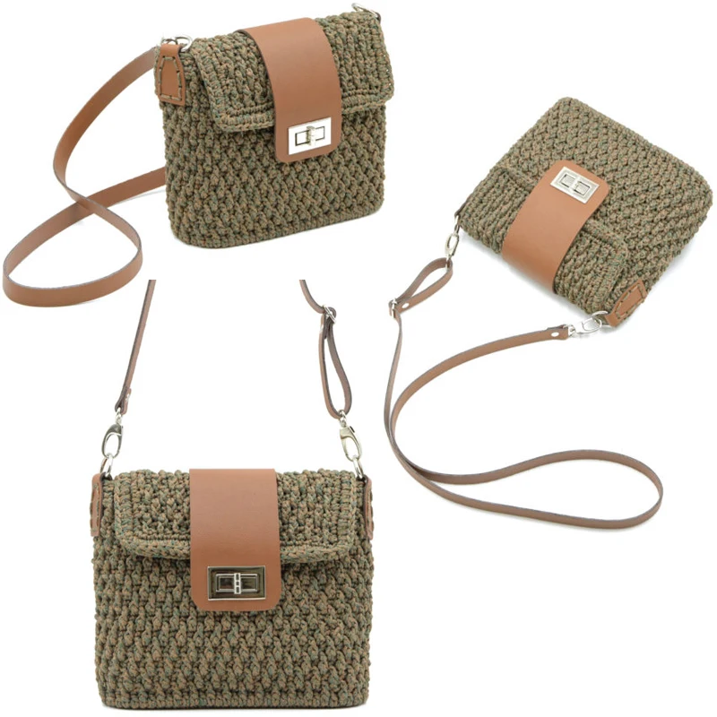 Handmade Diy Bags Accessories Parts With Bag Bottom Bag Cover Shoulder Strap 5pcs Set Leather Replacement Handbag Accessories