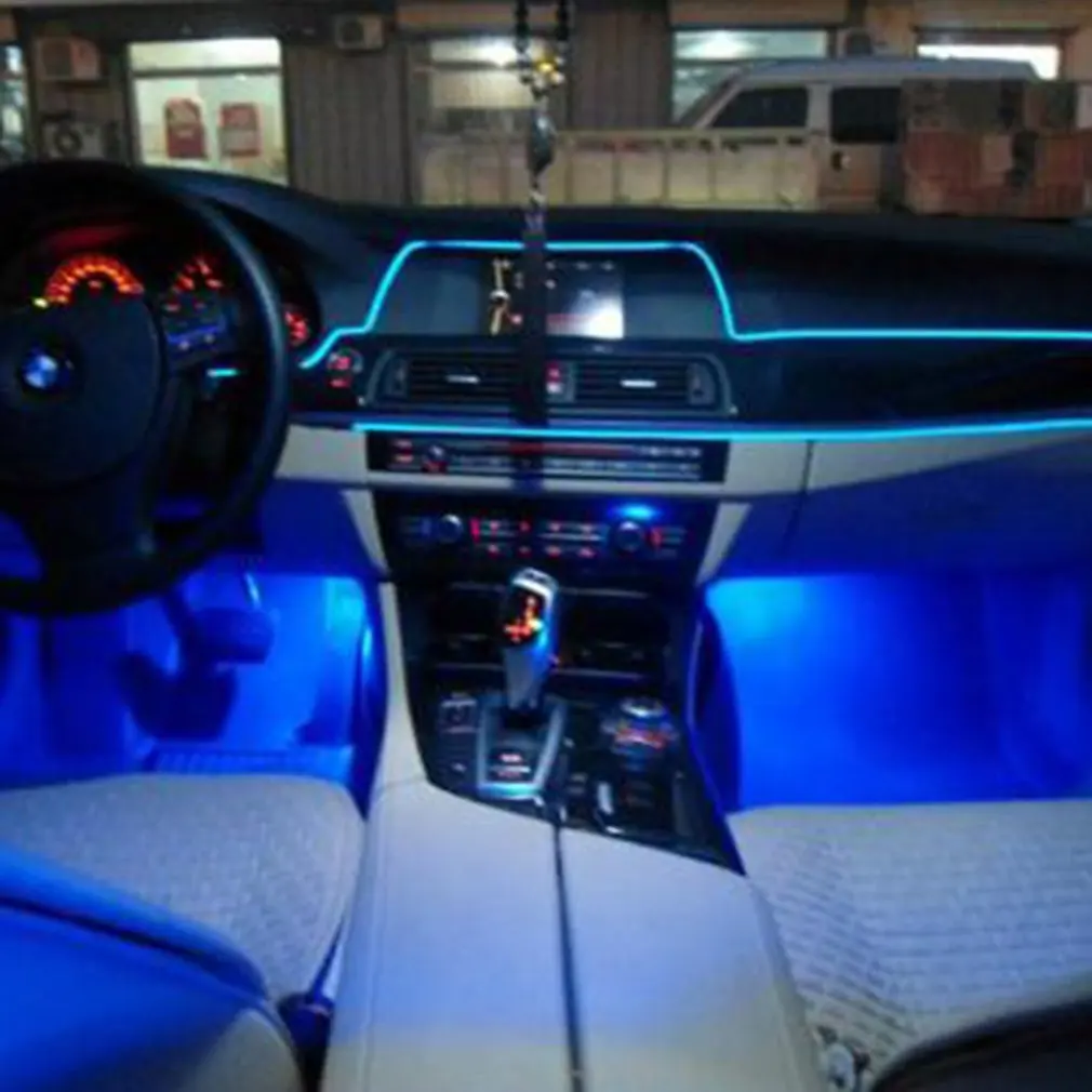 Car Interior Light Strip 12V LED Cold lights Flexible Neon EL Wire Auto Lights Line Decoration Strips Lamp | Автомобили и