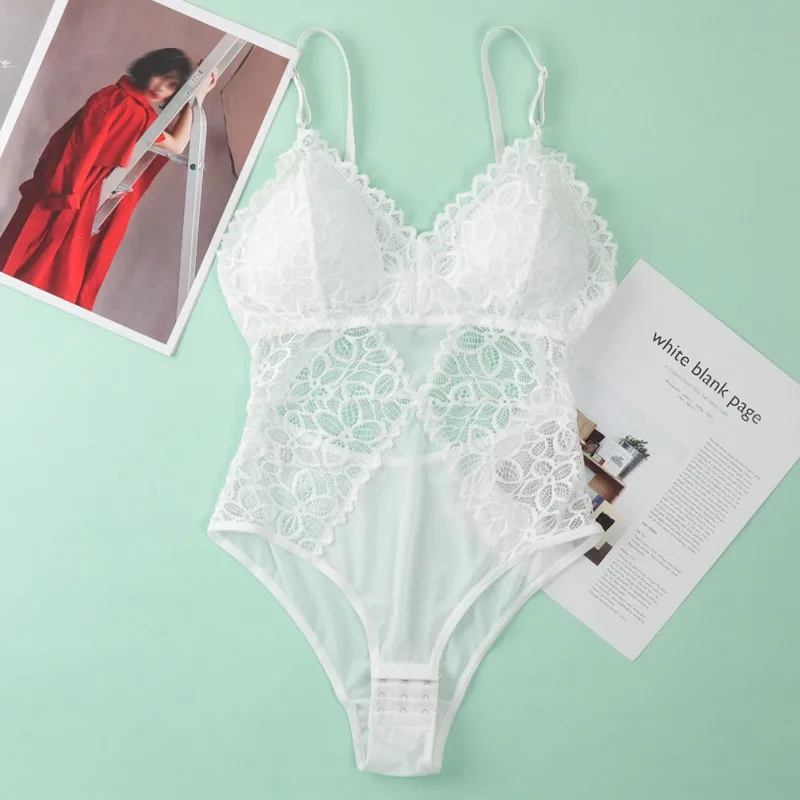 

Sexy Siamese Mesh Lace Underwear Women's Thin Breathable Gather Chestless One-piece Bodysuit