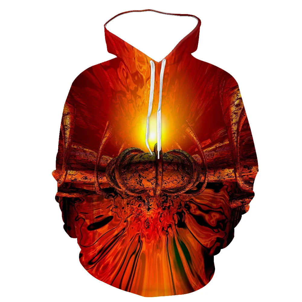 

2021 new 3d-printed volcano casual sports anime male oversized hoodie