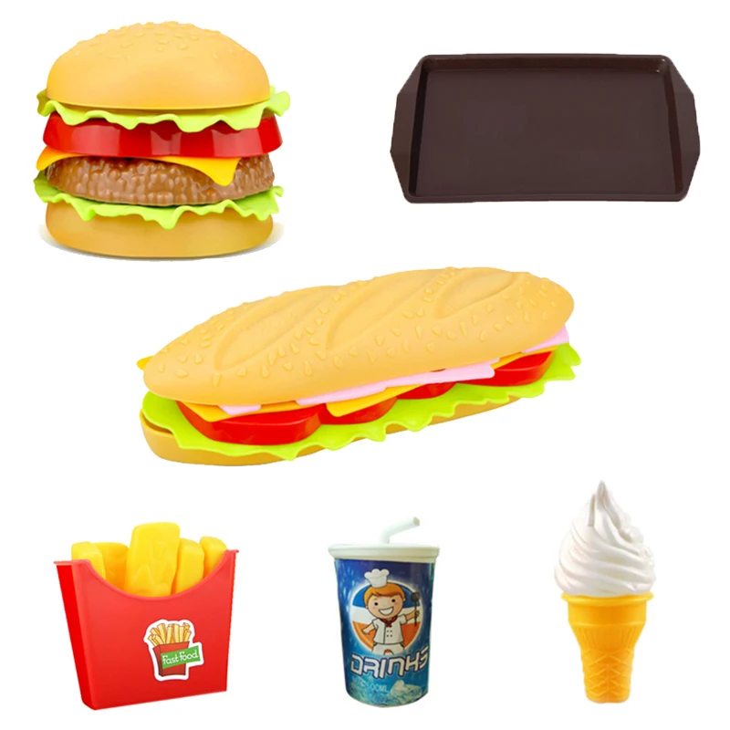 Набор детских кухонных игрушек ролевые игрушки еда бургеры хот доги картошки фри
