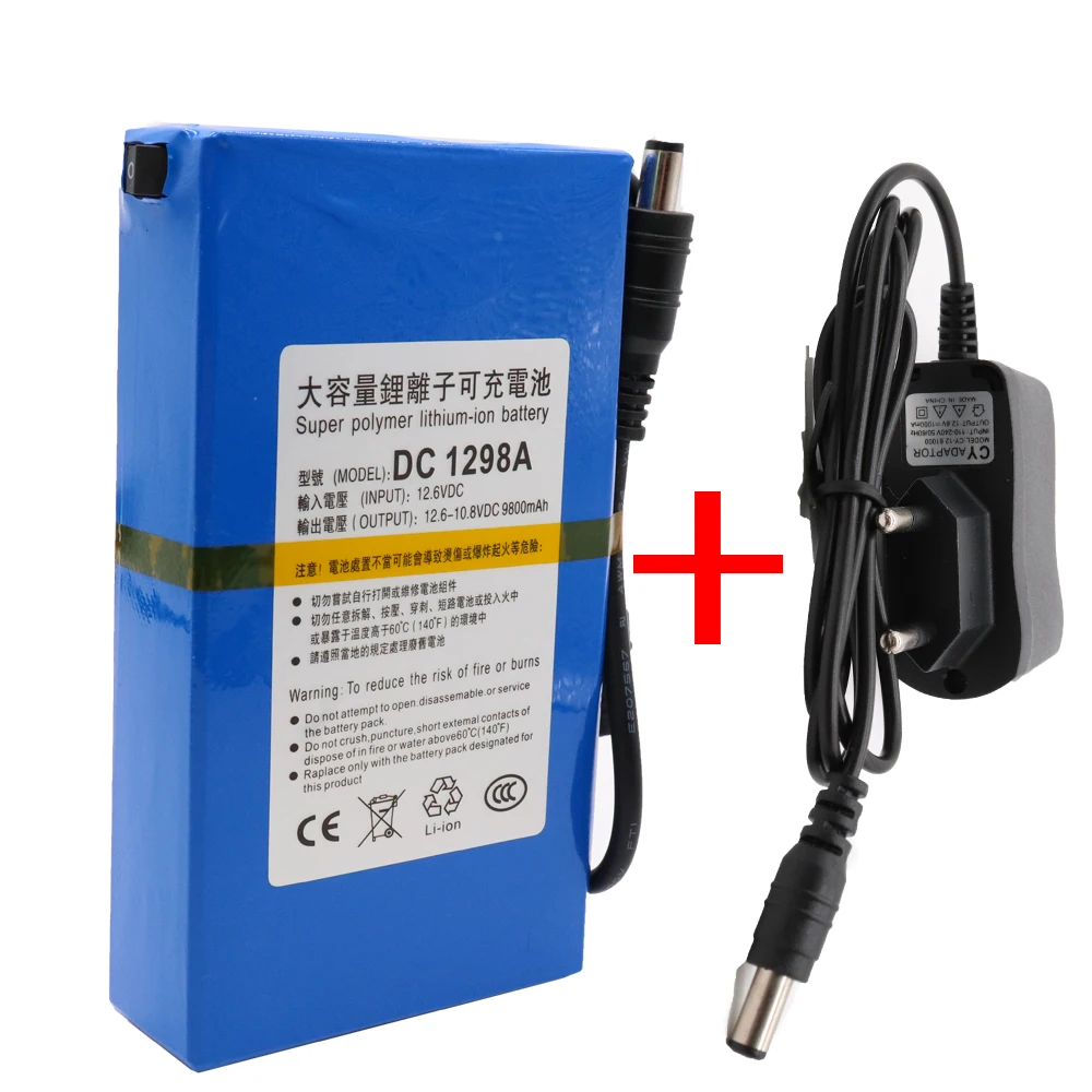 

100% прочный DC 12V 9800 MAH высокой Ёмкость литий-ионный перезаряжаемый аккумулятор AC Зарядное устройство (по ТИХООКЕАНСКОМУ летнему времени США/Е...
