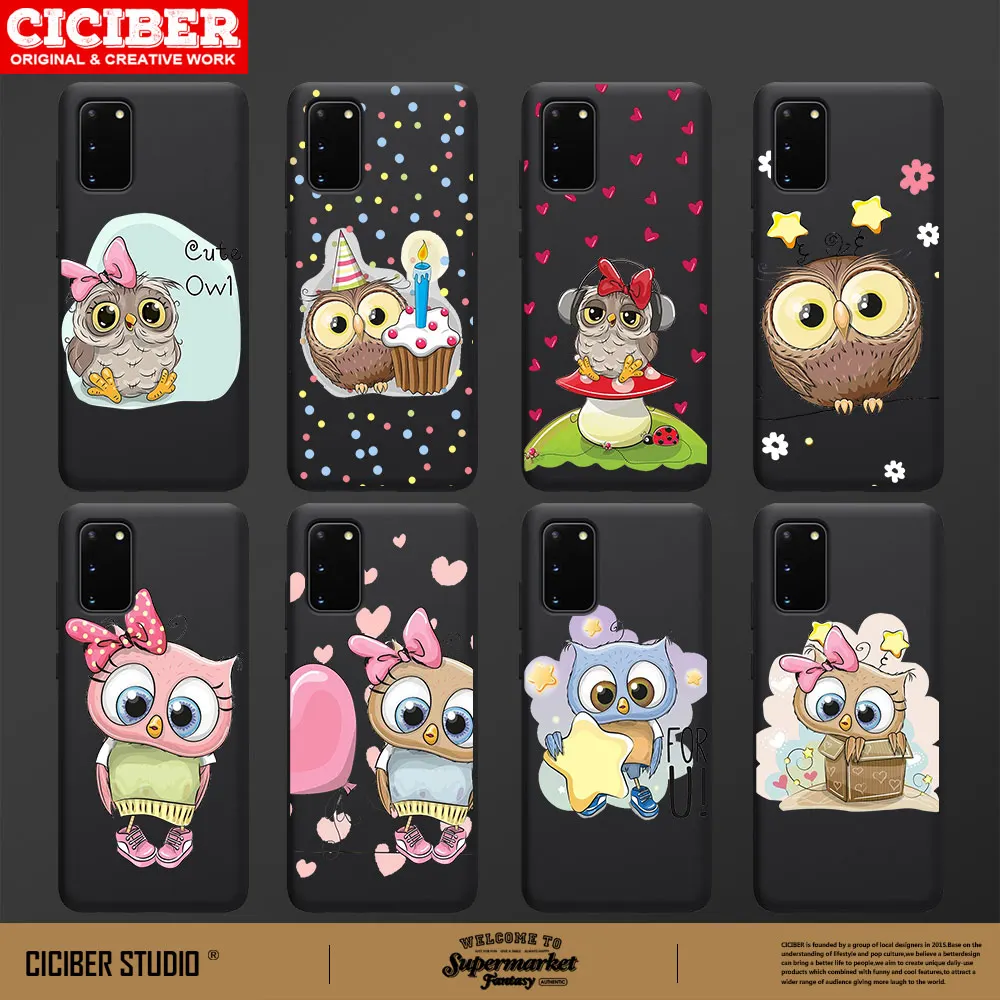 

Cartoon Owl Case For Samsung A51 S21 S20 A71 A50 A70 A20 A20E S10 S9 S8 Ultra Puls Note 20 10 Plus Ultra Black Cover Funda Capa