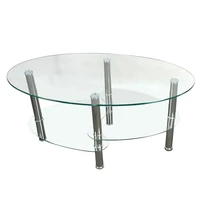 dual fishtail style tempered glass coffee table side table end table transparent 90 x 50 x 45cm