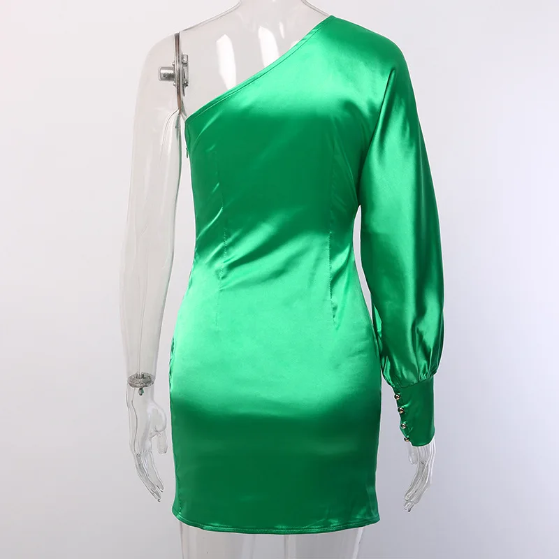 Пикантный Шелковый Атласный мини-осеннее платье с рюшами женское вечернее одним