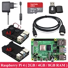 Оригинальный 2 ГБ 4 ГБ 8 ГБ ОЗУ Raspberry Pi 4 + Алюминиевый Чехол 3A адаптер питания Micro HDMI кабель для Raspberry Pi 4 Model B 4B