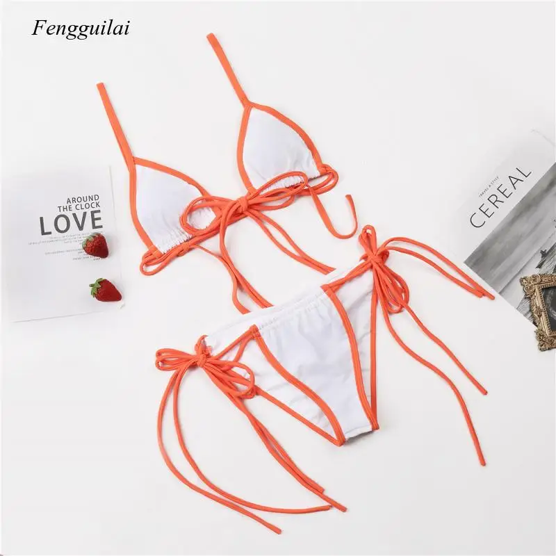 

2021 Women's Solid Color Sexy Comfortable Soft Summer Beach Swimming Wear Bandage Bikini Set