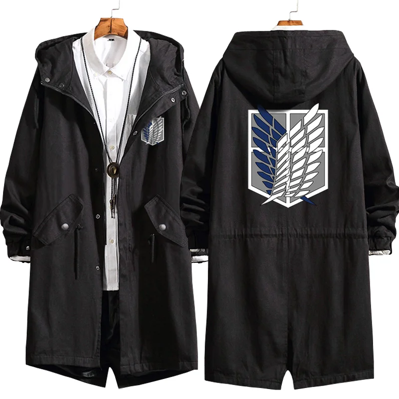 

Attack on Titan Eren Levi Windbreaker Cosplay Costumes Women Men Long Hoodie Hooded Coat Jacket Top Wind Trench Winter Autumn