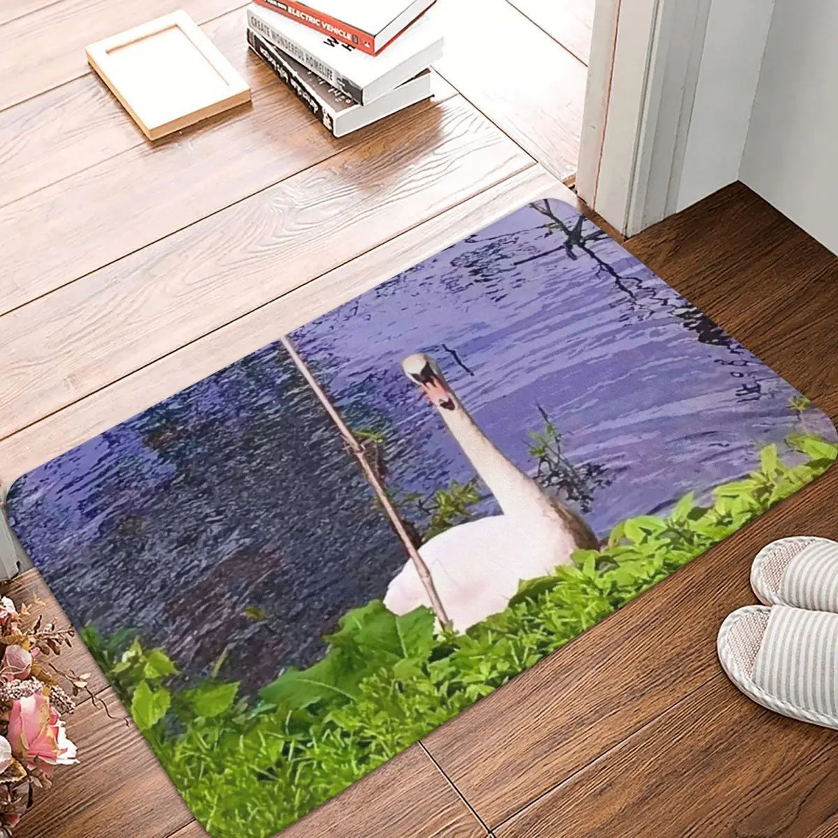 

Коврик «Лебедь на реке», ковер из полиэстера и ПВХ, нескользящий, для ванной комнаты, кухни, балкона, 40*60