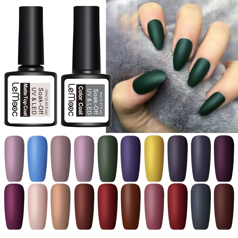 УФ гель для дизайна ногтей LEMOOC 8 мл полуматовое верхнее покрытие Перманентный