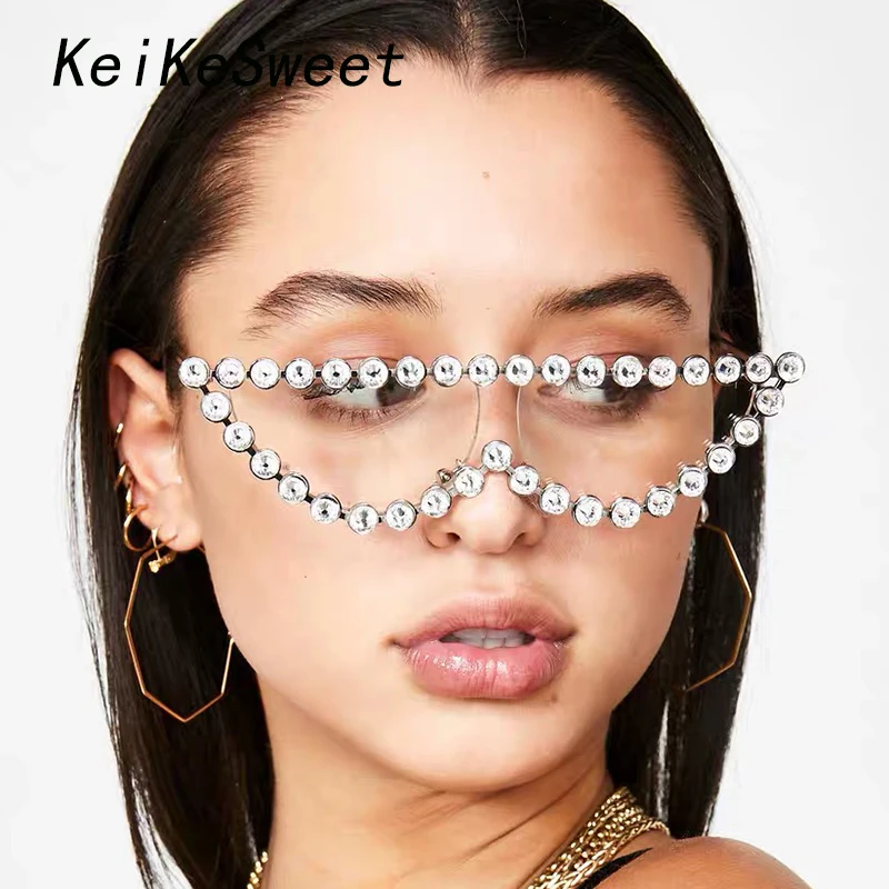 KeiKeSweet модного бренда Diamond солнцезащитные очки для женщин Стразы класса люкс лучи