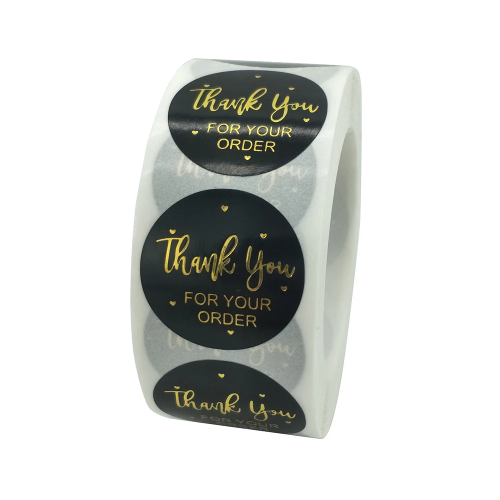 

100-500pcs Black Handmade Stickers Gold Foil Thank You Stickers Seal Labels For Christmas Party Gift Packaging Sticker