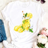 women summer lemon new juice printing tshirts cartoon fashion short sleeve clothes graphic t top lady print female tee t shirt