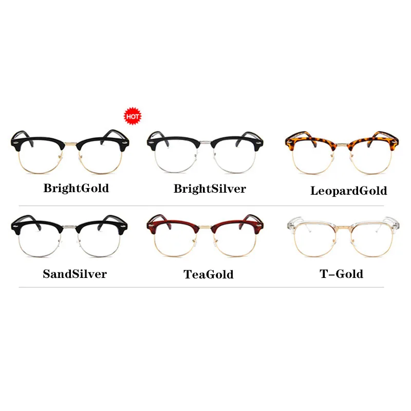 

Round Frame Glasses Women Men Fashion Black Metal Half Frame Brand Designer Transparent Lens Optical Prescription Eyeglasses
