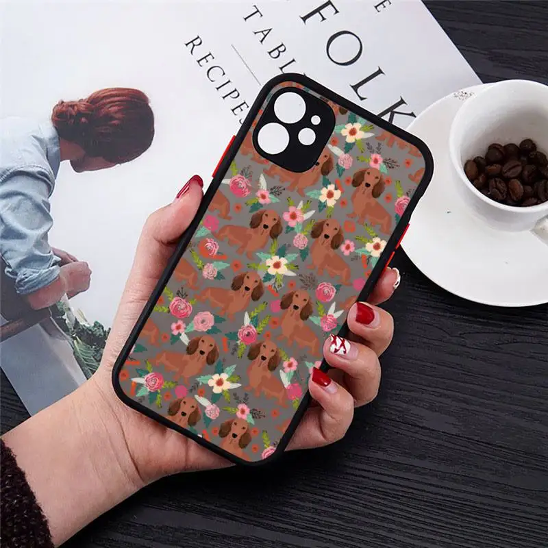

Animal flower dog cat cute Phone Case Transparent Matte for iPhone 7 8 11 12 s mini pro X XS XR MAX Plus cover funda