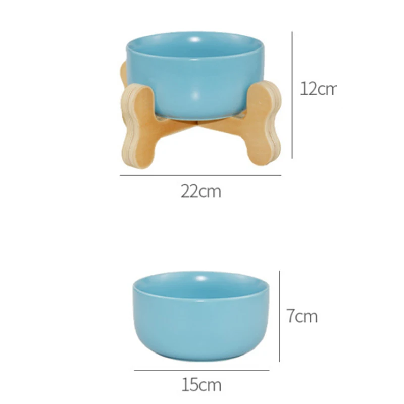 

Ceramic Cat Dog Bowl with Bamboo Stand Pet Drinking Bowl Kitten and puppy Feeding Bowl Pet Supplies