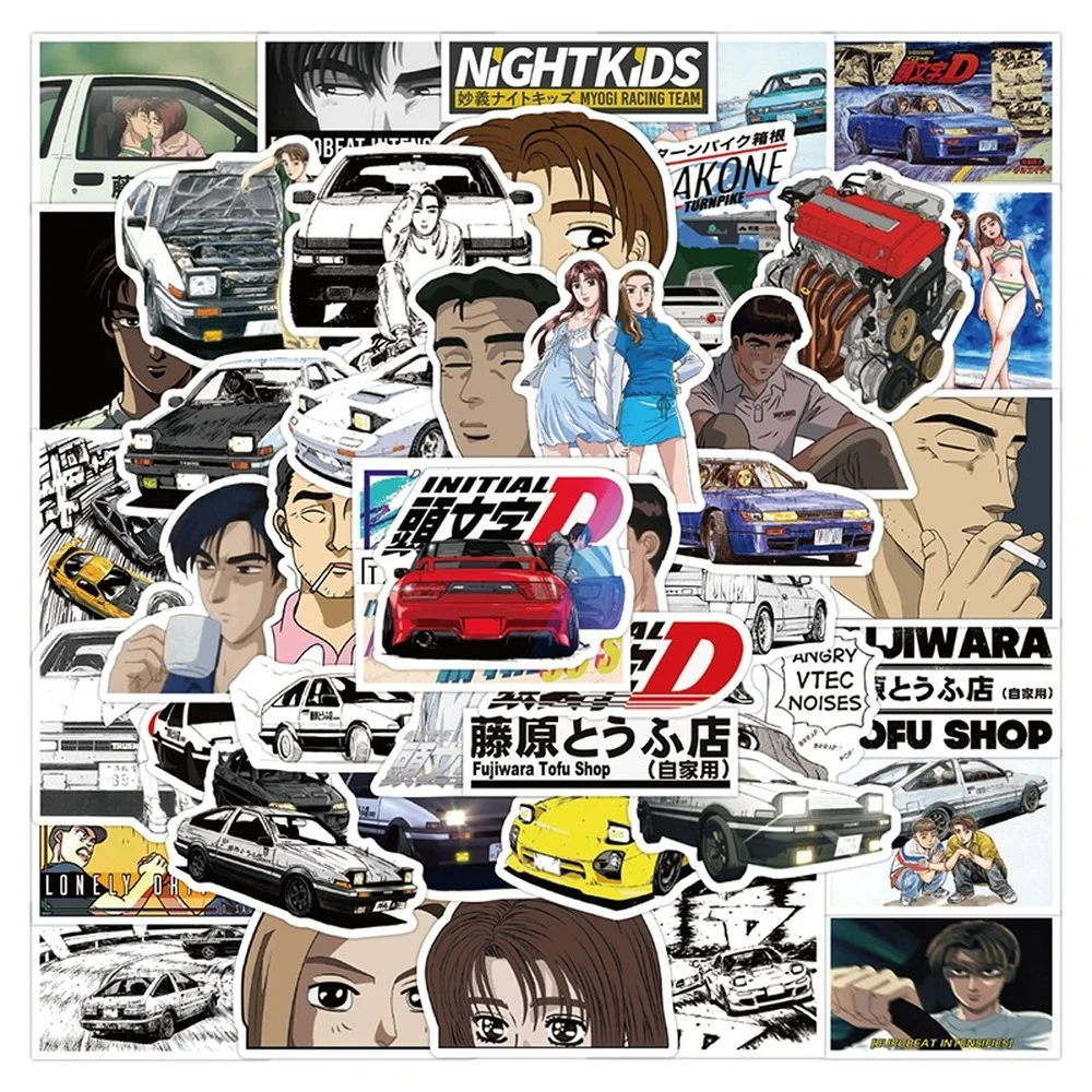 

50PCS Initial D Japanese Anime Graffiti Stickers Laptop DIY Fridge Guitar Luggage Skateboard Phone Car Bike Waterproof Kid Toys