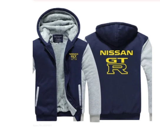 Зимние теплые толстовки новые мужские с длинным рукавом Nissan GTR Толстовка