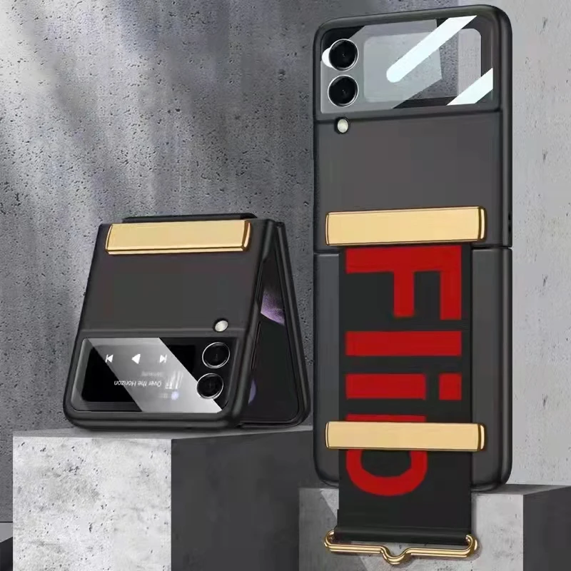 z flip 3 with len camera glass film phone case for samsung galaxy z flip 3 5g case ultra thin matte pc hard back cover capa free global shipping