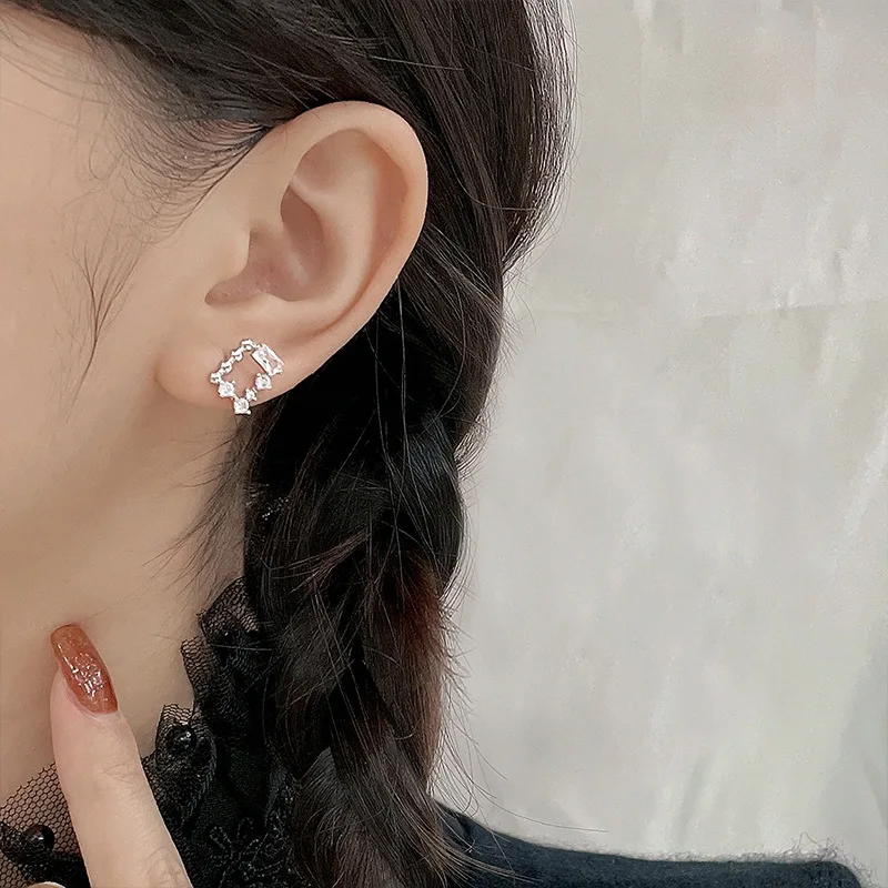 

Набор серег-гвоздиков «кубик сахара», квадратные серьги с бриллиантами, Модная бижутерия 2021, новый стиль, подарок для девушки