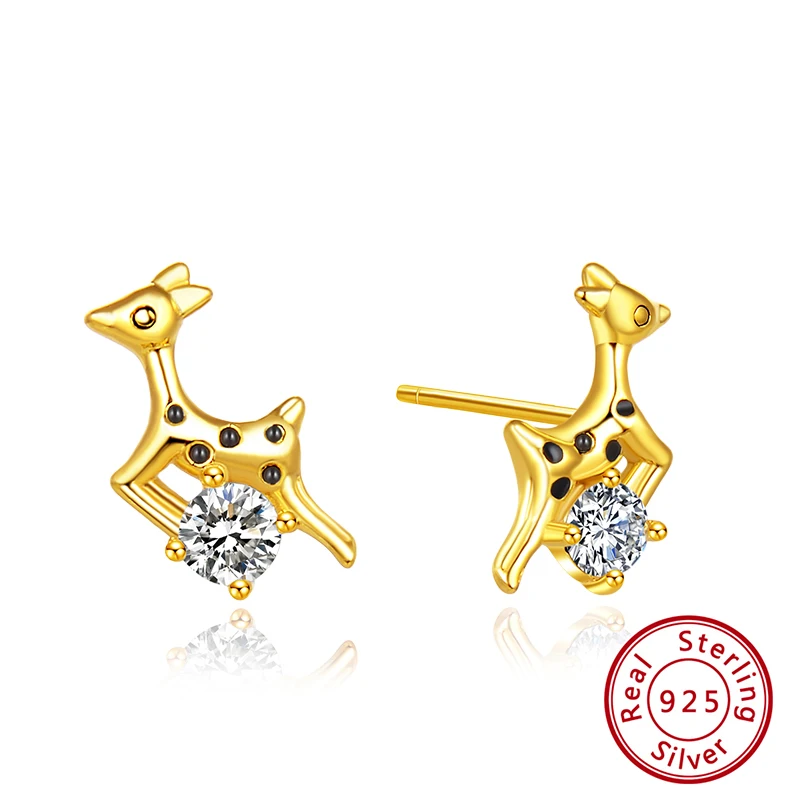 SE171 gold ORSA JEWELS Настоящее 925 пробы серебро слайд серьги-гвоздики в форме Для женщин блестящие AAAA фианит квадратной огранкой, черно-белая женская Праздничная обувь ювелирные изделия SE192 - Цвет камня: SE171 gold