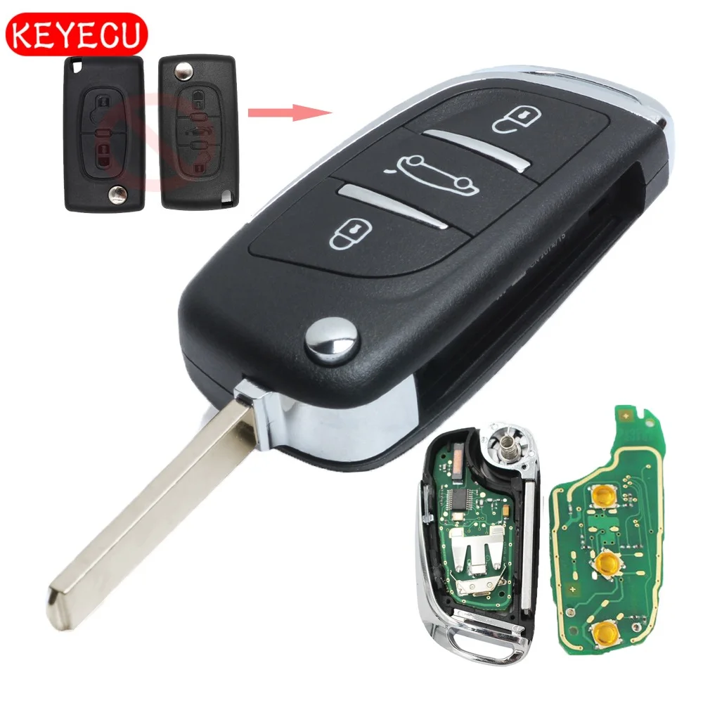 Складной дистанционный ключ Keyecu DS стильный с двумя кнопками 433 МГц чип ID46 CE0523 для