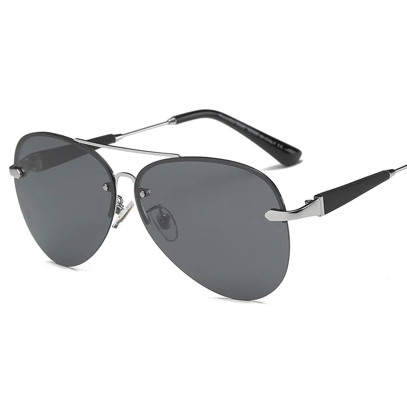 Винтажные Солнцезащитные очки Мужские Женские Ретро бескаркасные поляризованные мужские трендовые клевые солнцезащитные очки Металлические солнцезащитные очки в оправе Gafas De Sol - Цвет линз: Silver